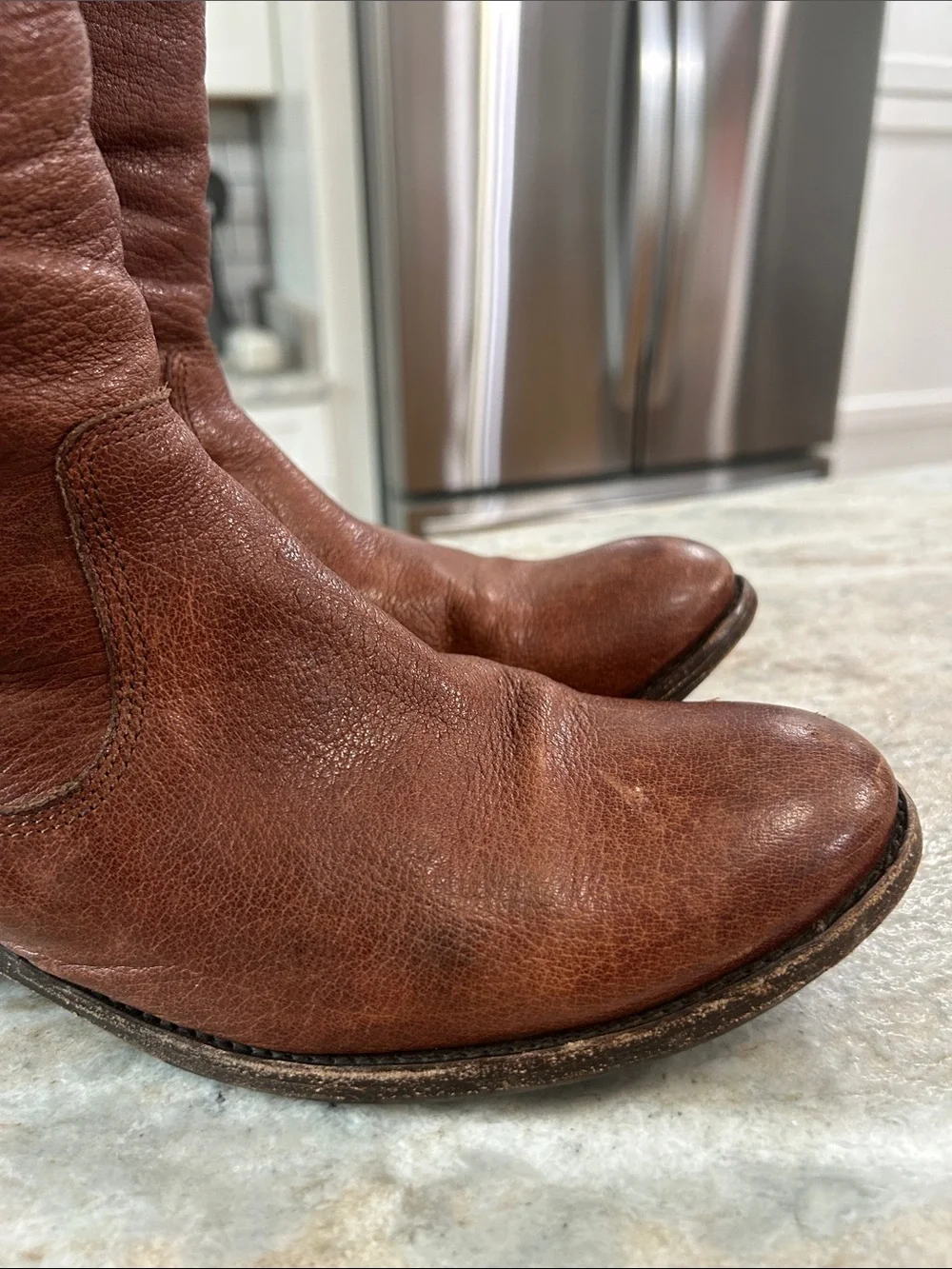Frye Molly Gore Tall Riding Boot Brown Leather 9B
